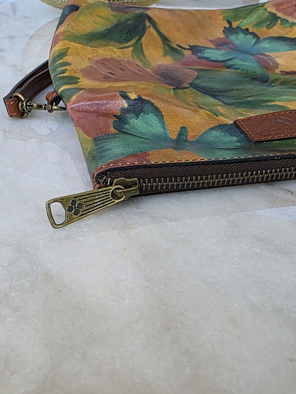 Patricia Nash Valerie Wristlet Watercolor Butterfly Hand Painted Leather Clutch - Picture 5 of 10
